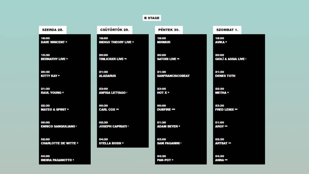 Balaton Sound 2023 - B Stage timetable