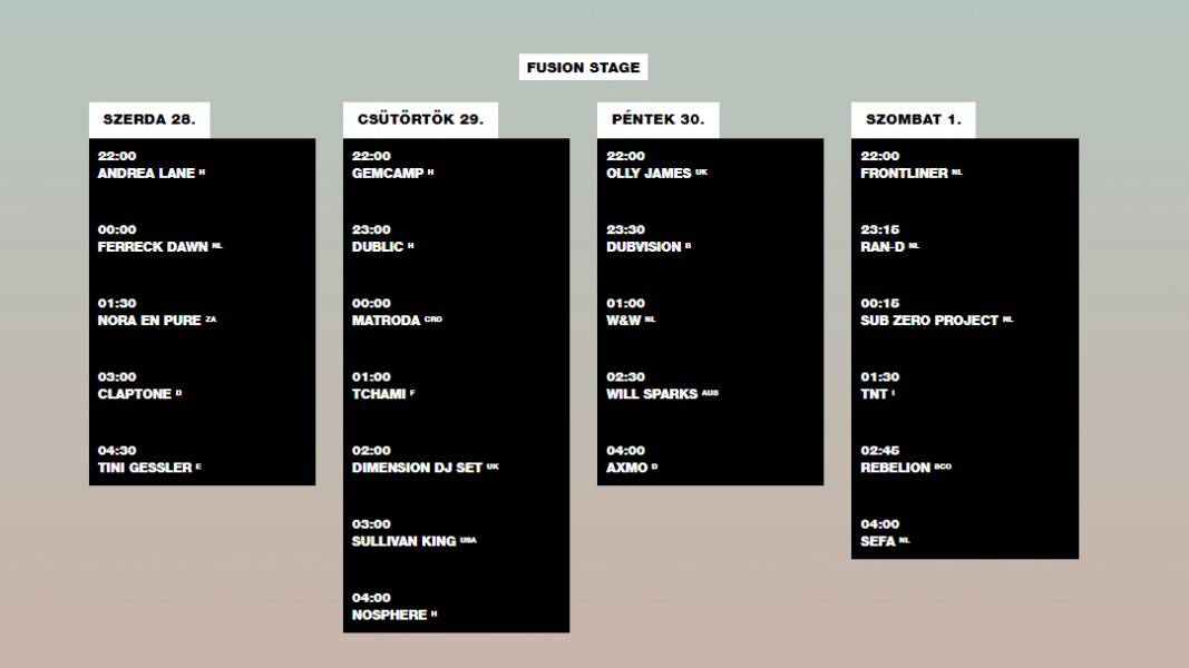 Balaton Sound 2023 - Fusion Stage timetable