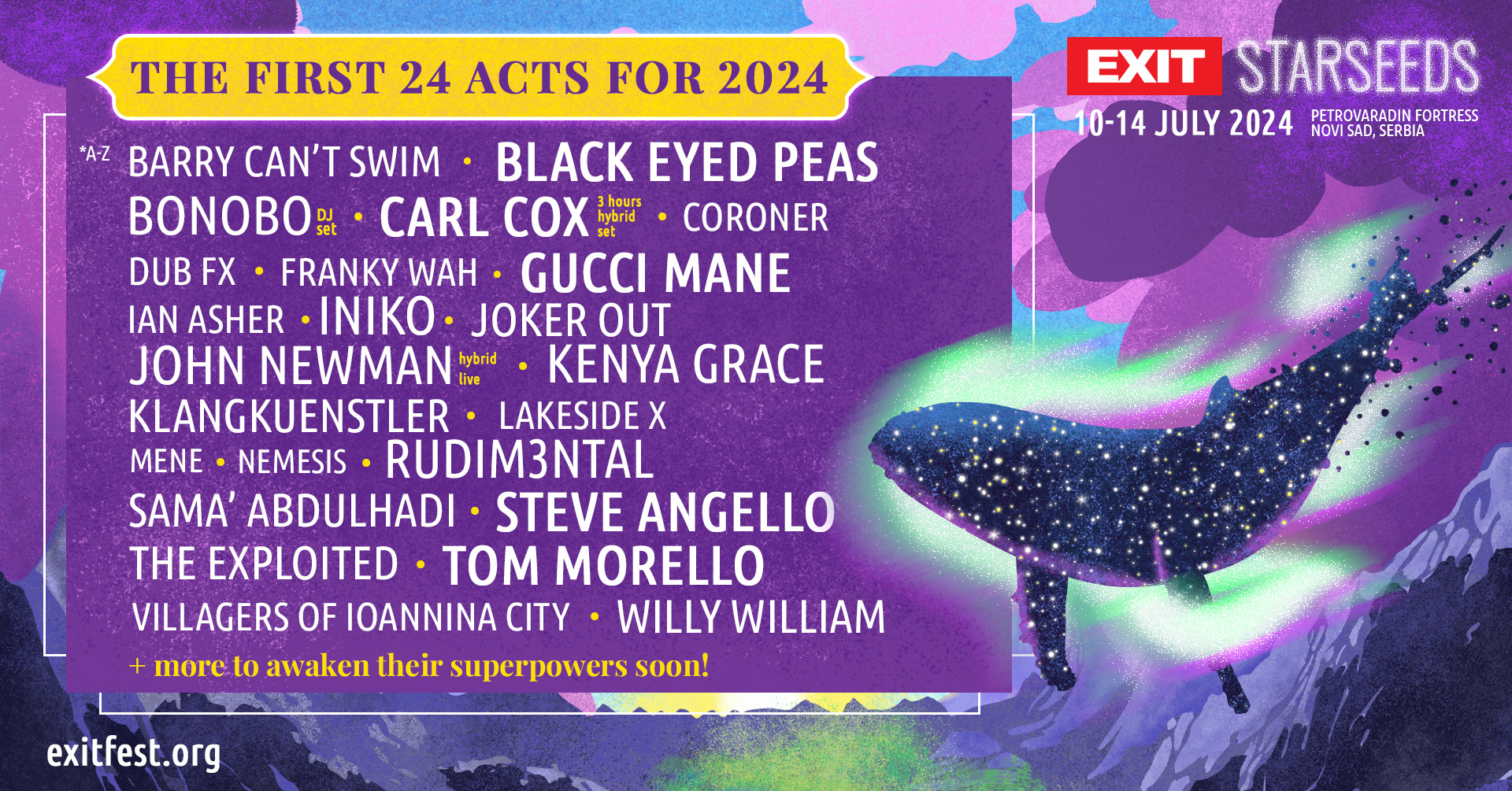 Black Eyed Peas, Gucci Mane, Carl Cox, Tom Morello és Bonobo az első Exit 2024 fellépők között
