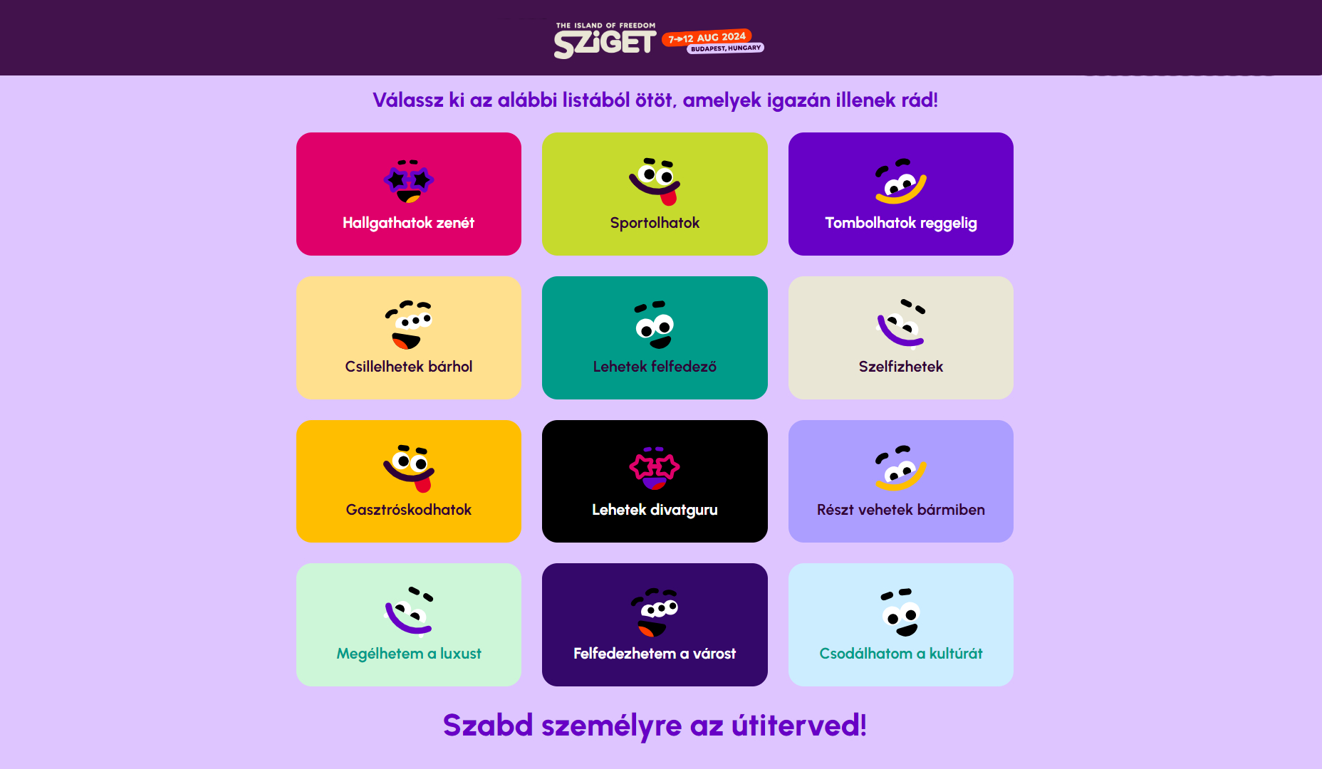 #freetobe Sziget 2024 utiterv